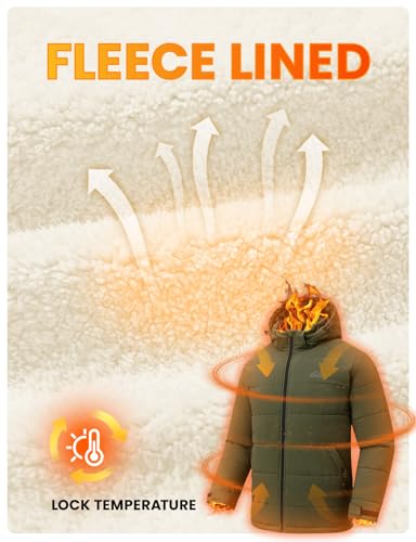 Rdruko Men's Winter Coats Water Resistant Fleece Insulated Warm Windproof Thicken Hooded Jacket3