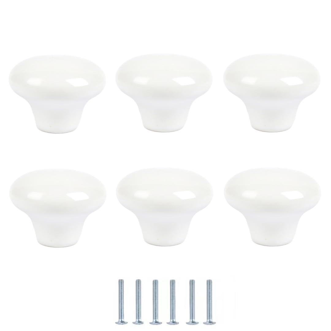 Enmrfvkz Wit Ceramic Cupboard Drawer Handle Knobs, Ceramic Single Hole Knobs Multicolor 32X24mm 6 Pcs(Wit)