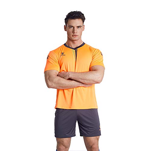 KELME Mens Soccer Jersey - Quick Dry Training Set, Youth Shirts & Shorts, Indoor Turf Uniform, Orange, Size 3X-Large