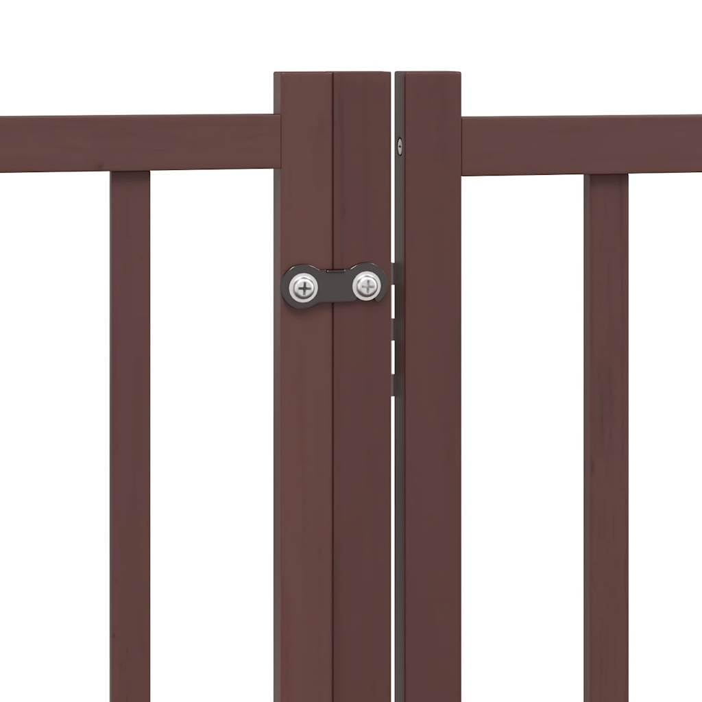 Homgoday Puerta de Perros Plegable 10 Paneles Madera álamo marrón 800 cm para Perros Plegable Valla para Mascotas Pequeña Barrera de Seguridad