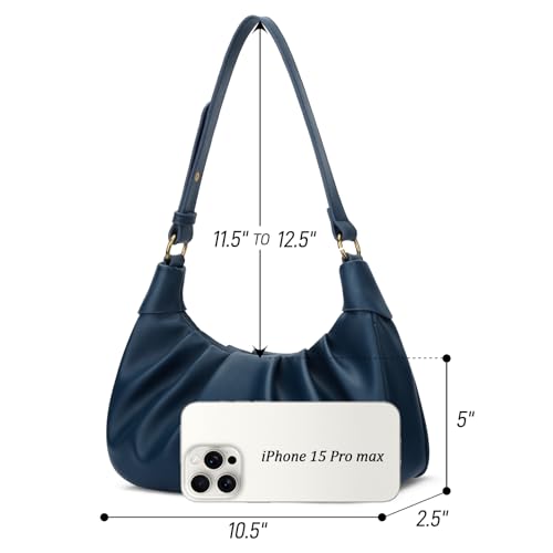 Image of KKXIU Shoulder Bag Crescent Handbag Ruched Purse Underarm Bag Mini Hobo for Women