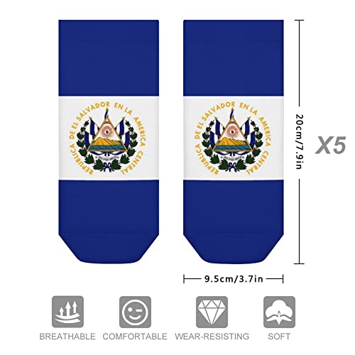 El Salvador Flag 5 Pairs Ankle Socks Non Slip Low Cut Sock Casual Athletic Short Socks No Show Socks for Women & Men2