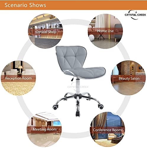 Image of CRYSTAL CREEK Benny PU Leather High Counter Height Adjustable Barstool with Swivel Armless bar Chair Suitable for Dining Cafe Cafeteria Pub's Music Kitchen Shops Cooking Breakfast Barstool (Grey)