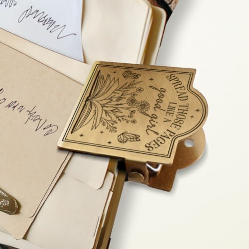 Pince décorative en laiton ANATTASOUL, clip de journal vintage et marque-page métallique