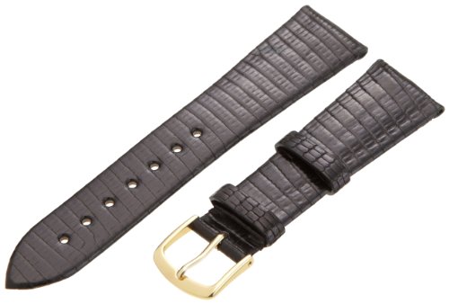 Hadley-Roma Men's MSM700SA-200 20mm Short Black Genuine Lizard Leather Watch Strap
