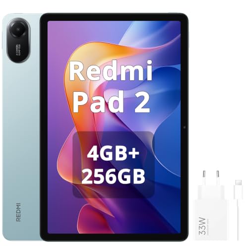 XIAOMI Redmi Pad 2 Tablet 4+256 GB, 11 Pulgadas, 2.5K, Pantalla Ultra Nítida y Enorme, Procesador Helio G100-Ultra, Batería de 9000mAh, WiFi, Verde, Incluido 33W Cargador