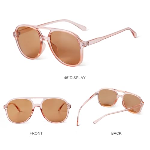 KFPH Retro Aviator Sunglasses for Women Men Classic 70s Vintage Double Bridge Tangle Free Aviators Sun Glasses4