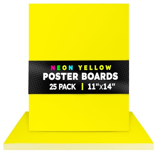 Image of Hygloss Medium Poster Board 11x14 - 25 Neon Yellow Single Color Bulk Pack - 10 Pt. Thickness Colored Poster Board Paper for Projects, Signs, Displays - Posterboard Multipack 11 inch x 14 inch