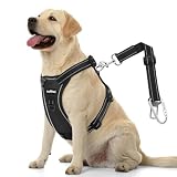 VavoPaw Hundegeschirr Hundeweste für Auto, 2-in-1 Sicherheitsgurt-Schnalle