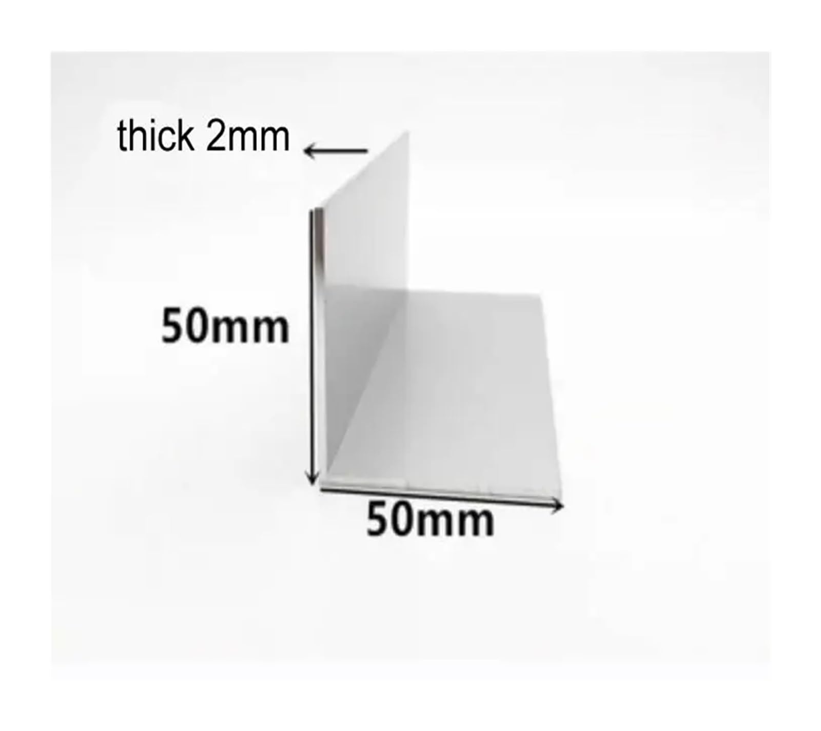 Perfil en U aluminio Perfil triangular de aluminio en forma L, aleación, con borde, 50 x mm grosor y 2 a 10(Thick 4mm,500mm)
