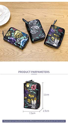 Meufam Womens Walllet RFID Blocking Leather Credit Card Wristlet Large Capacity Double Zip Ladies Floral Print Mini Wallet (Yellow)2