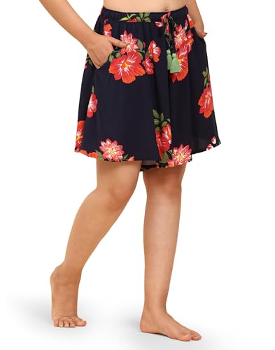 Image of B STORIES Women's Flared Shorts - Culottes with Pockets|Soft Viscose Lounge & Beach Wear|Mid-Rise Elastic Waistband|Casual Indo-Western Half Pants|Summer Resort & Everyday Wear for Women