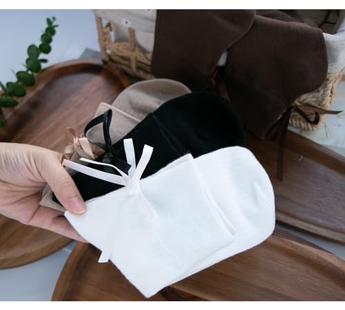 Image of Women's Bow Crew Socks - Cotton Sweet Lolita Dress Breathable Soft Girls' Socks - 3 Pairs