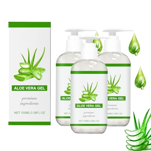 Gel de aloe vera 100% puro – 100 ml de Aloe Vera Gel Bio para la cara, crema hidratante natural, calmante y nutritiva después del sol, refresca, calma y regenera la piel dañada por el sol (3)