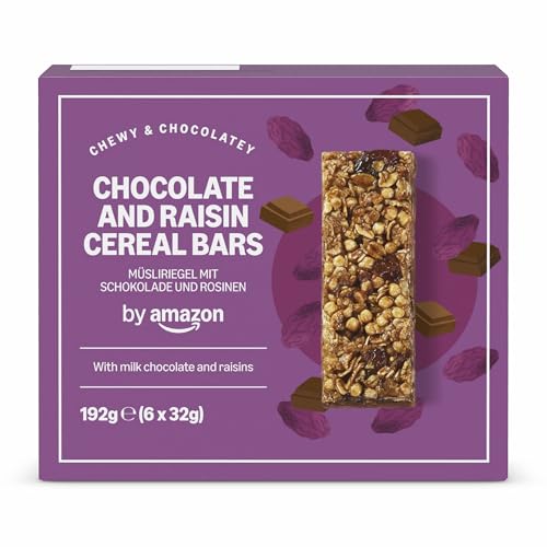 by Amazon Barrita De Cereales Con Pasas y Chocolate, 192g