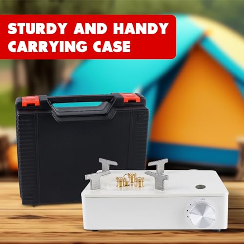 McKay Camping Stove with Carry Case | Extra High Output, Single Burner Butane Stove Hiking & Camping Accessories, Emergency Preparedness Portable Outdoor Camp Stove, Propane Burner 11942 BTUs| White - Thumbnail 7