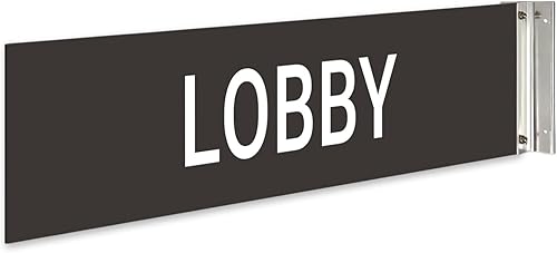 Miniatura 7 de Letrero de proyección de vestíbulo, doble cara, 2x10 pulgadas, ACM, con accesorio negro satinado de níquel cepillado, fabricado en Estados Unidos