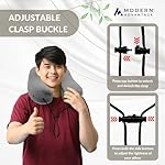 Modern Advantage Inflatable Travel Pillow for Airplanes – Hooded Neck Pillow with Adjustable Support – Comfortable, Compact & Travel-Friendly – Perfect for Sleeping on Long Flights (Grey) - Image 5