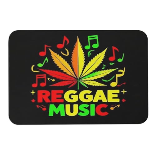 SMAZDFXX Tapis de Sol de Salle de Bain à séchage Rapide, Motif Drapeau Rasta et Feuilles de Reggae, Facile à Nettoyer, pour la Chambre, la Cuisine et Les...