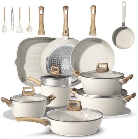 25Pcs Pots and Pans Set Non Stick, Ceramic Cookware with Titanium...