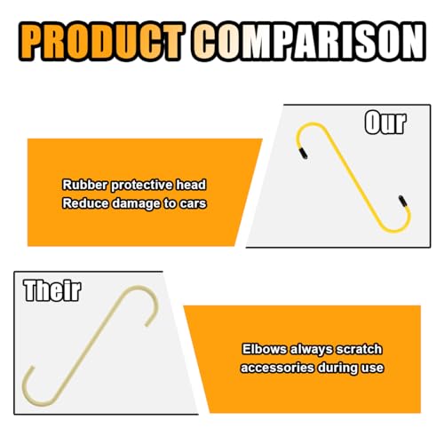 Car Brake Caliper Hooks, Auto Brake Caliper Hangers with Rubber Tips, Universal Durable &amp; Rust-Proof Automotive Tools for Braking, Axle, Bearing, Suspension Work (Yellow, 4 pcs)