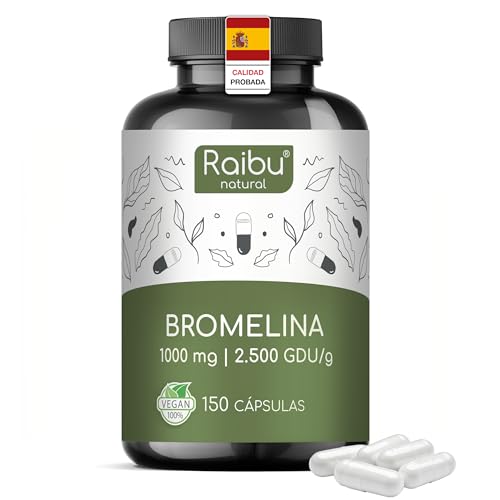 Bromelina 1000 mg (2500 GDU/G) - 150 Cápsulas de Alta Dosis Gastroresistentes - Extracto Natural de Piña - Suplemento Vegano de Enzimas Digestivas - Probado en Laboratorio
