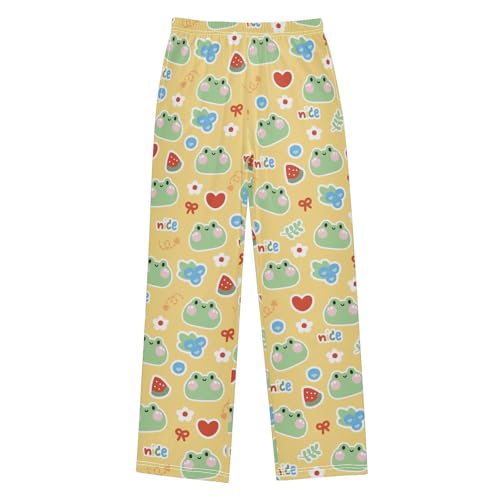 Boys' Pants Cute Frog Face Flower Long Bottoms Jogger Pants Elastic Waist Trousers with Pockets S-XL