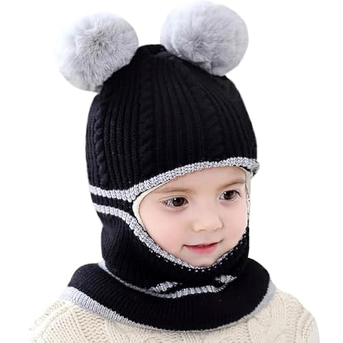 HYZSHL Schlupfmütze Kinder, Schalmütze Baby, Schwarze...