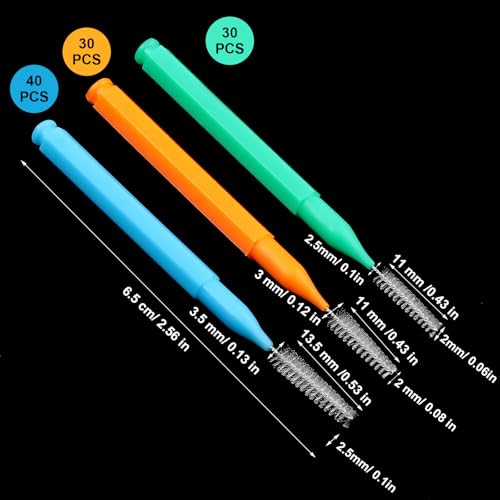 Image of Patelai 100 Pieces Braces Dental Brush for Cleaner Interdental Toothpick Dental Tooth Flossing Head Oral Hygiene Flosser Toothpick Cleaners Tooth Tool(Green, Orange, Blue,Various Sizes)