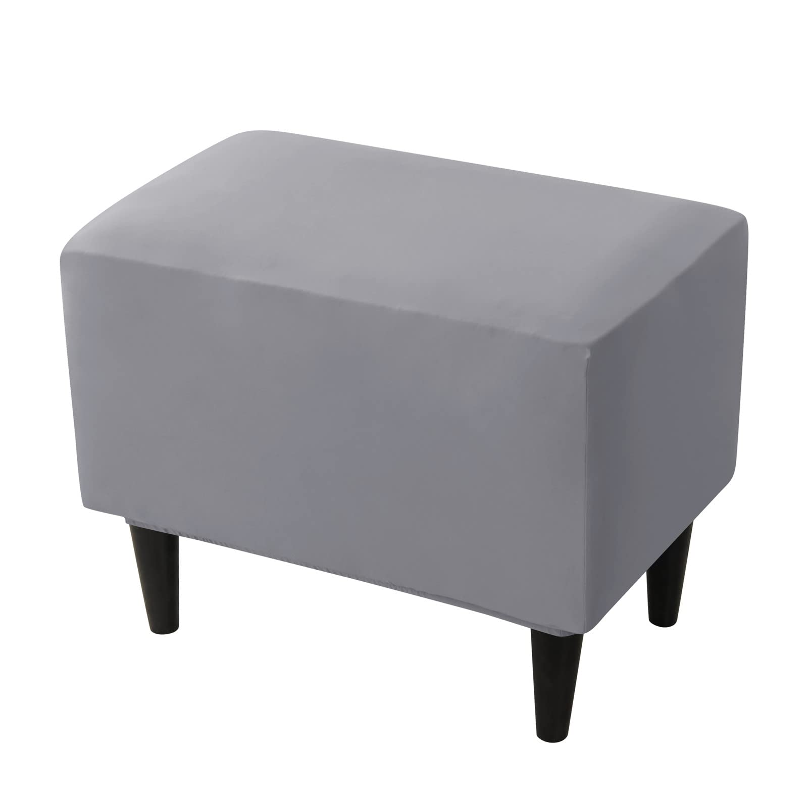 Xdks Soot Ottoman Cover, Footstool Cover, Washable Ottoman Slipcover, Rectangle Dustproof Pouffe Cover, Elastic Detachable Stool Cover (Soot)