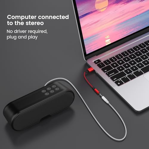 Image of MOSWAG USB to 3.5mm Jack Audio Adapter,USB to Aux Cable with TRRS 4-Pole Mic-Supported PC to Headphone AUX Adapter External Sound Card for PC PS4 PS5 and More (0.65Ft /20cm(3pack), Red)