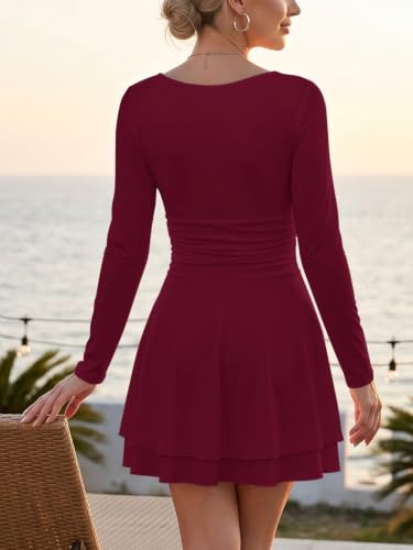 Image of Women's Ruffle Hem Long Sleeve Mini Dress