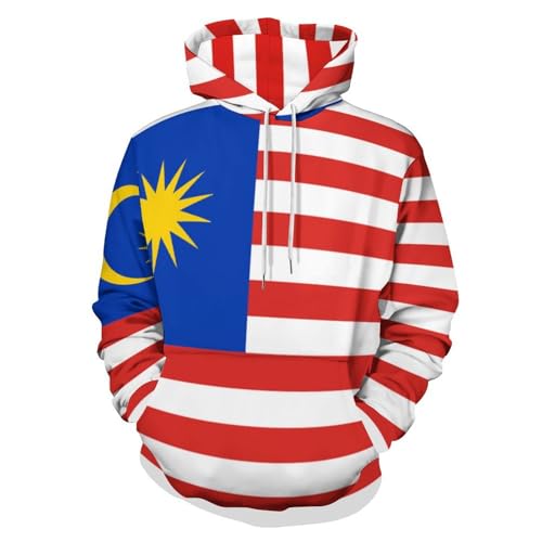 Sweat à capuche homme drapeau malaisien idéal pour le jogging matinal et le sport