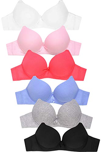 Women's Premium Full Cup Plain Cotton Push Up Bra (6 Pack) (38C)