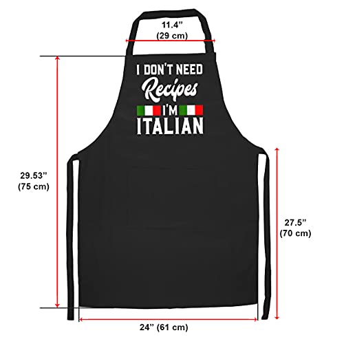 I Don't Need Recipes I'm Italian - Italy Chef Cook Gift Kitchen Apron - Gift On Birthday Presents/Christmas And New Year For Your Friend, Your Grandma, Your Mother Or Even Your Mom (Black) #TOP1