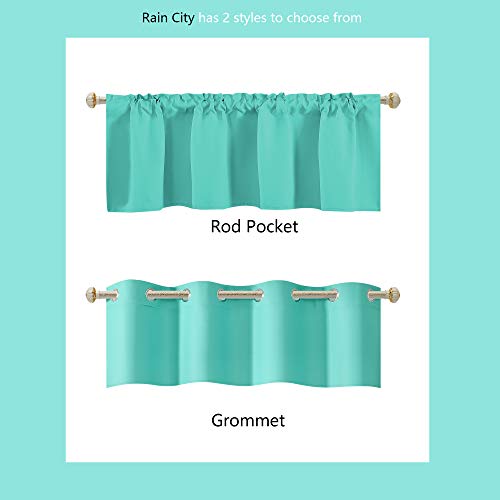 Rain City Turquoise Blackout Valances For Windows Treatment 18 Inch Length Solid Thermal Insulated Grommet For Bedroom And Bathroom Curtains Valance For Small Windows 1 Panel 52X18 Inch Turquoise #TOP2