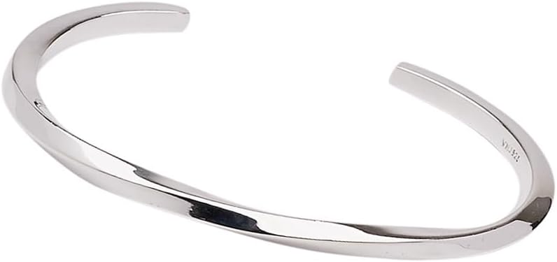 Men's Women's Solid 925 Sterling Silver Bangle Bracelet Cuff Plain Solid Twisted Design