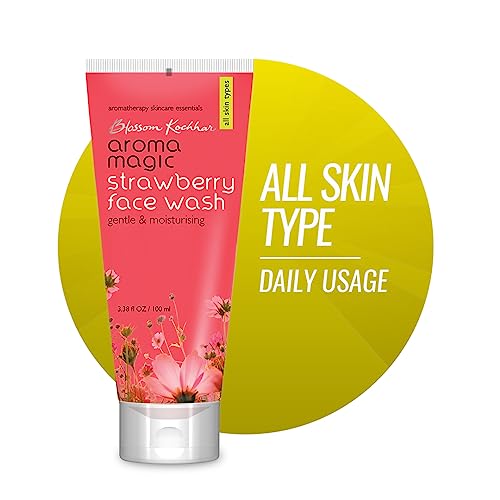 Aroma Magic Strawberry Face Wash | Gentle & Moisturizing Facial Cleanser | Non-Drying Face Wash | Hydrates & Purifies Skin | for All Skin Types | 3.38 Fl Oz/100ml