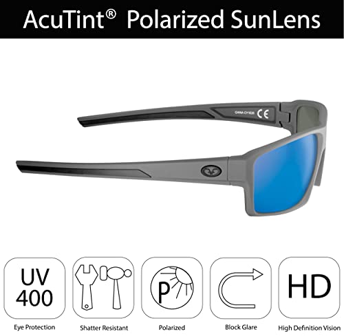 Flying Fisherman Windley Polarized Rectangular Sunglasses, Matte Gray Frame/Smoke-Blue Mirror Lens, Medium4