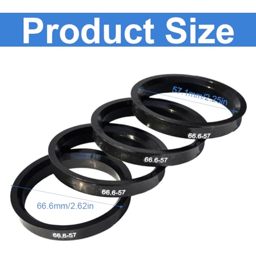 TNSRAY Zentrierringe Ø66,6 auf Ø57,1, 4 Stück Zentrierringe, Plastik Zentrierung Zentrierringe, kompatibel mit Mercedes Benz Audi VW, Zentrierung von 66,6 mm auf 57,1 mm, Schwarz