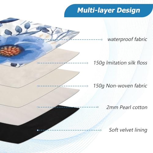 Funda para portátil 13-14 pulgadas con flores púrpuras y azules miniatura 4