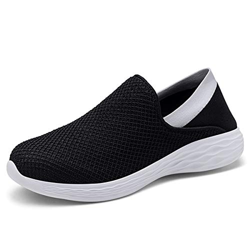 Lanchengjieneng Femmes Chaussures de Marche Sports Mocassins Plats Slip on Baskets Noir EU 41