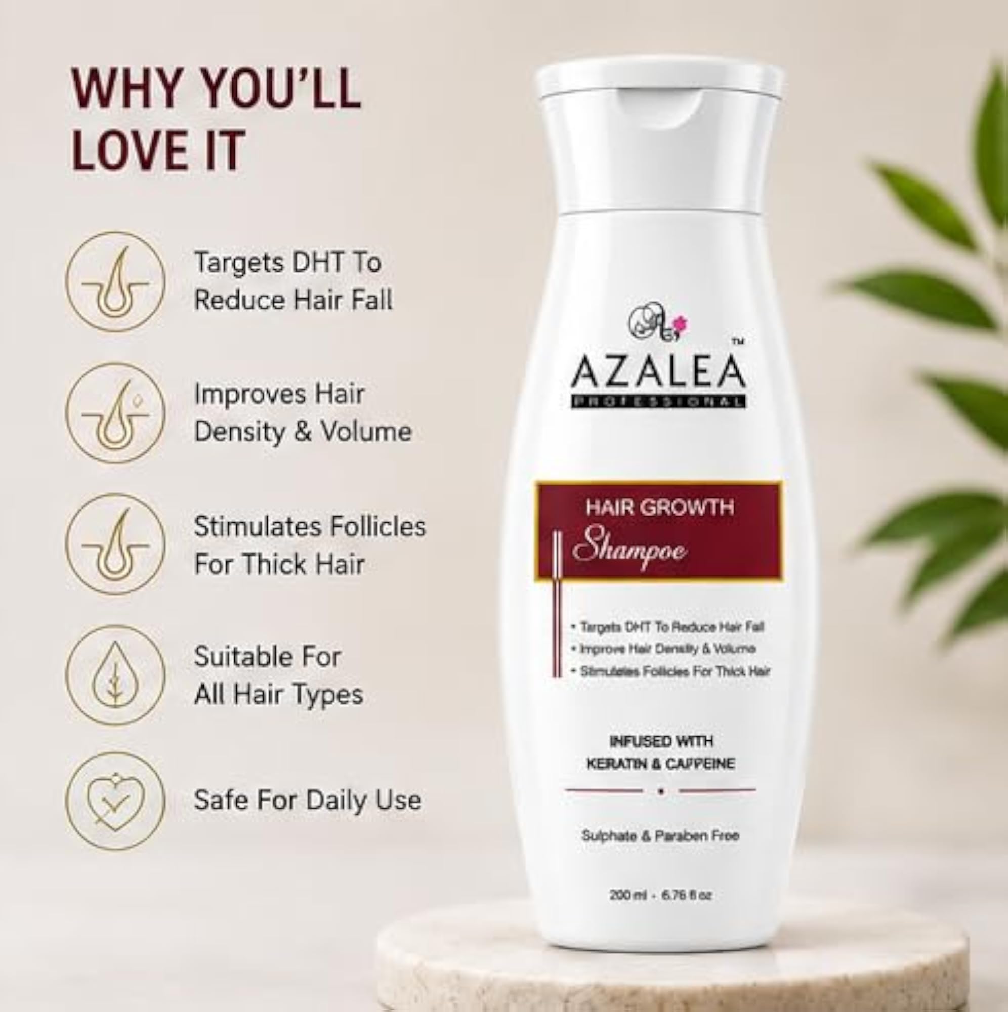 Hair Growth Shampoo with Keratin & Caffeine, 200ml