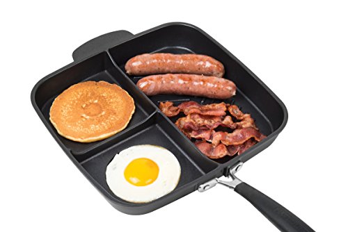 MasterPan Non-Stick 3 Section Meal Skillet, 11", Black - Thumbnail 2