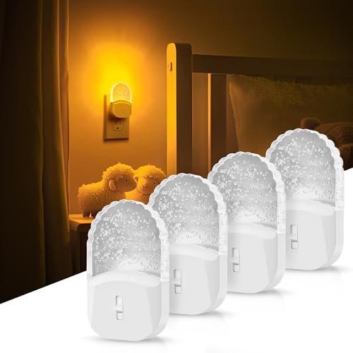 Image of DORESshop Led Night Lights Plug into Wall, 4 Packs Amber Dimmable Dusk to Dawn Night Light for Bedroom, Kids Room, Bathroom