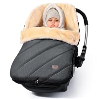 Sacco Ovetto Invernale Orzbow Universale 0-12 Mesi - Impermeabile E Termico Per Seggiolino Auto (Maxi-Cosi, Römer, Cybex) - Morbido Peluche Con Aperture Imbracatura - Grigio Scuro - 2