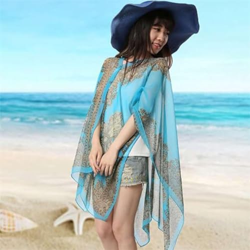 French Sun Protection Shawl, Women's Lightweight Chiffon Breathable Thin Sheer Tops, Beach Sunproof Sleeve Shawl (Style 8,100CMX155CM)3