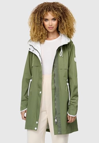Navahoo Leichter Damen Übergangsmantel Langer Parka mit Kapuze Xankaa Dusty Olive Gr. L