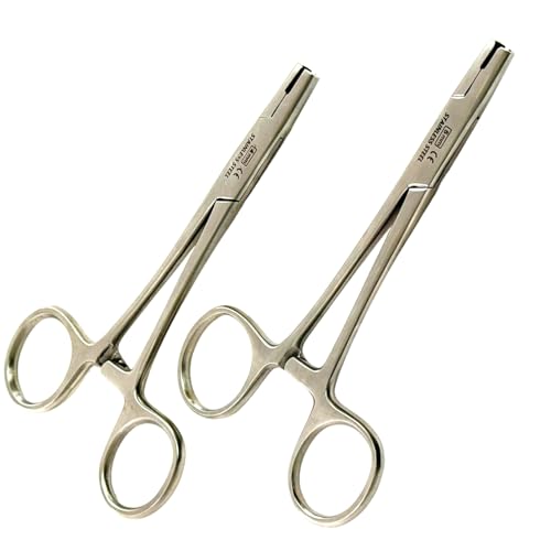 Dermal Anchor Tube Hemostat Forceps for Dermal Tops Anchor Holder Piercing Tools (4mm + 5mm Jaws) Dermal Tops - Stainless Steel