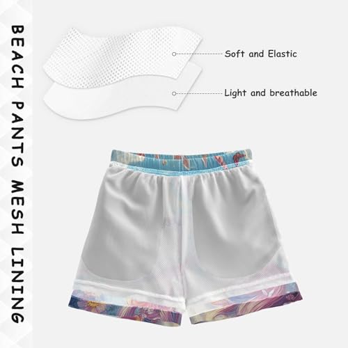 Pigsaly Boys Swim Trunks Beautiful Unicorn with Rainbows Boys Board Shorts Swimsuit Swimwear Summer Bathing Suit 4T4